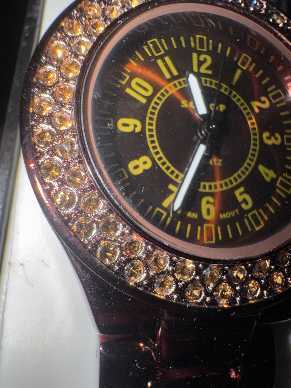 AccuTIME Women's Scoop Quartz Stainless Steel Bracelet Watch with Crystals NEW - Picture 4 of 7